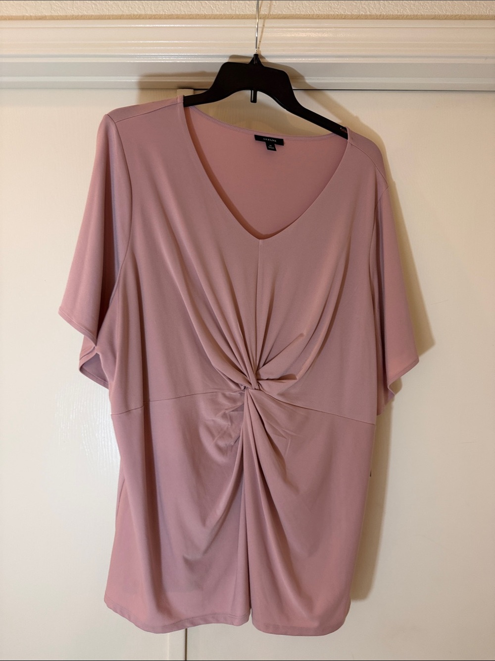 Alfani Twist-Front V-Neck Top in Dusty Rose